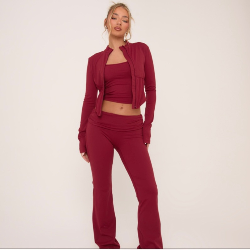 Stylish Burgundy Two-Piece Set